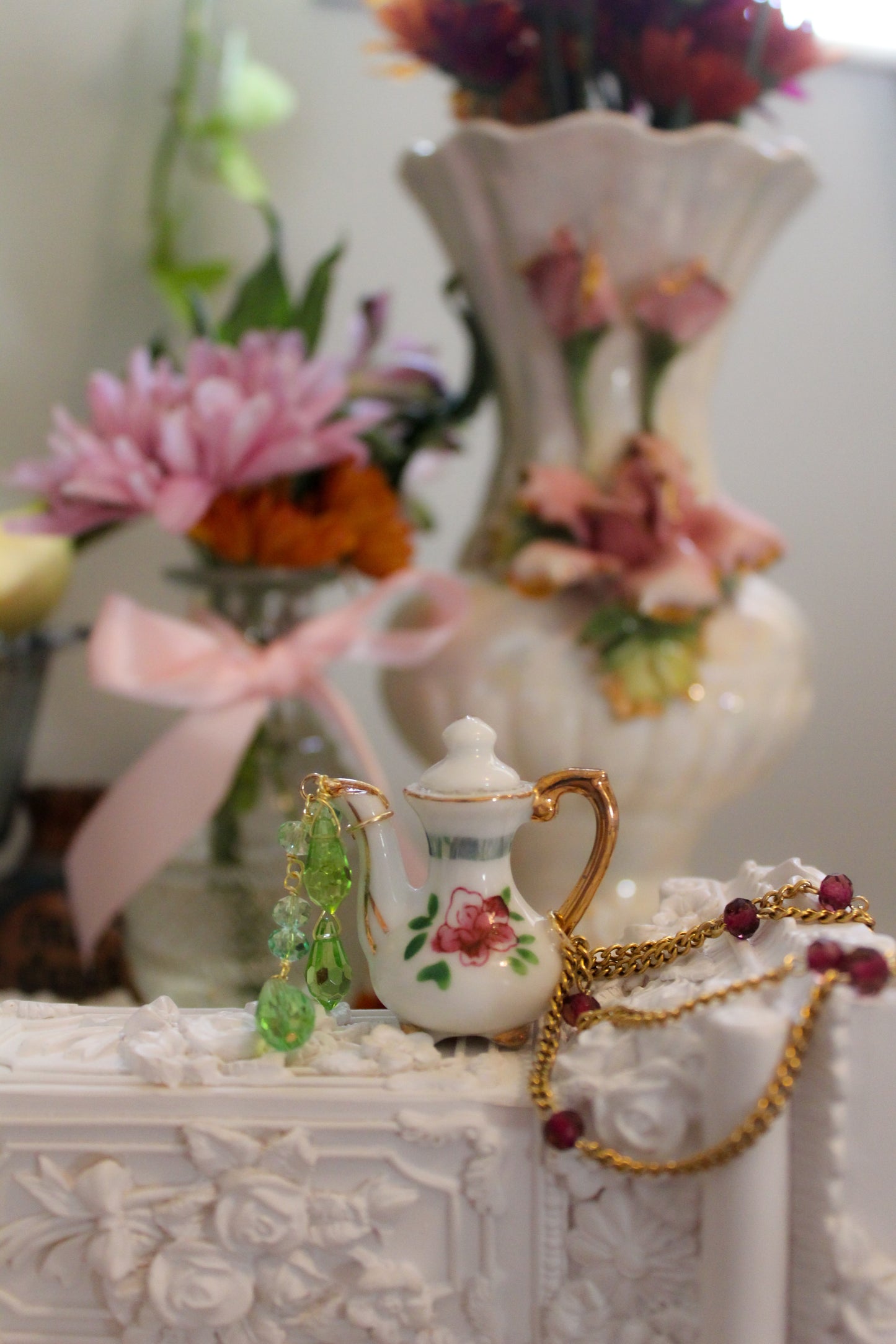 Green Tea Teapot Necklace