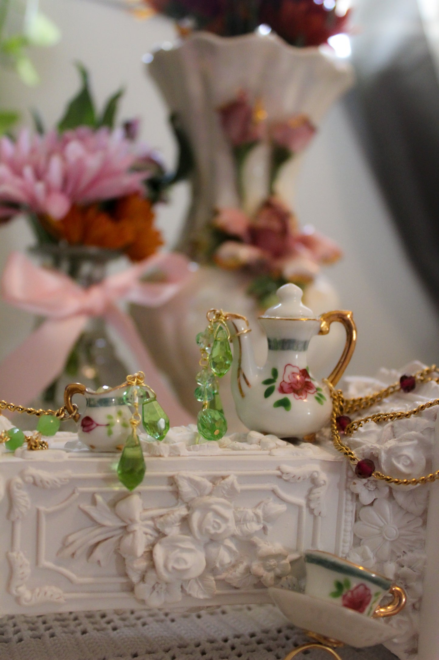 Green Tea Teapot Necklace